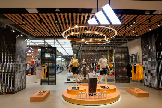 Bangkok, Thailand - May 18, 2024: Adidas is a brand of sports related products. The true origins of the brand are in Germany, with a branch at Paragon.