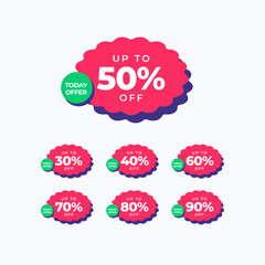 Discount Label Compilation Vector Template Design Illustration