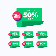 Discount Label Compilation Vector Template Design Illustration
