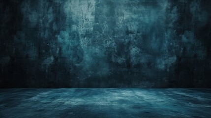 Studio room, Floor and wall background, Dark black and blue grungy background for display or montage of product.