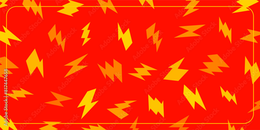Poster red background seamless pattern with lightning icons. template design for banner, poster, greeting c