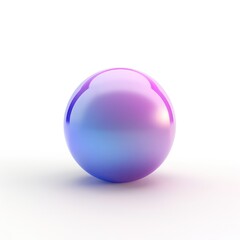 3d illustration sphere in a gradient blue, pink, pearl and light colors, shinny and glassy texture on a white background 
