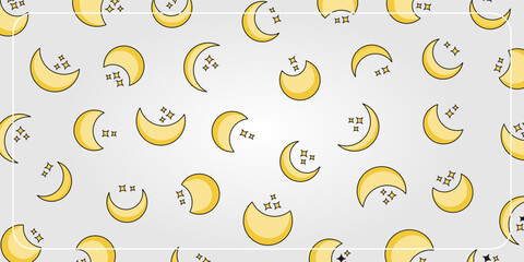 cartoon stars moon icons seamless pattern background. template design for banner, poster, greeting card, social media.