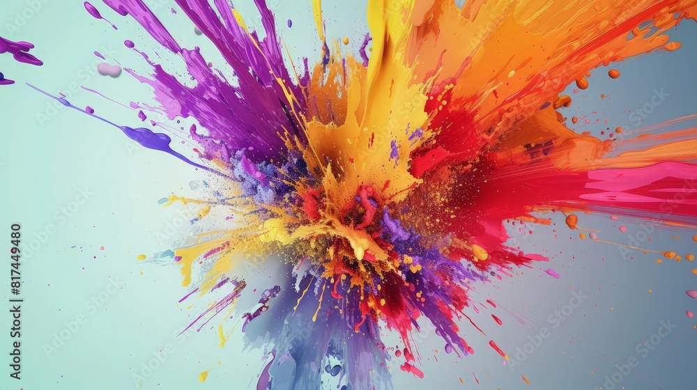 Poster abstract composition of color burst splash explosion for projects on imagination, creativity art and