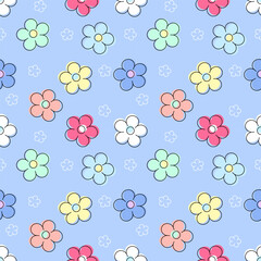 Seamless pattern with hand drawn flower. Background for textile, wrapping paper, fashion, illustration.