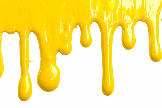 yellow paint dripping isolated on white background with clipping path, red color liquid, vector illustration