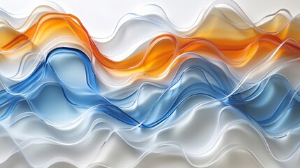 Abstract wavy glass with blue and orange color