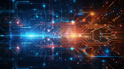 Obraz premium A computer screen with a blue and orange