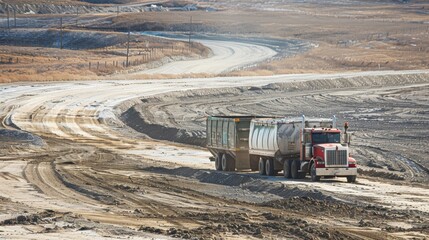 A truck hauling away large containers filled with captured ane gas from a landfill.