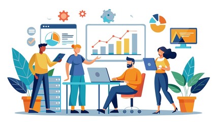 Fototapeta premium Web analytics provide valuable insights for businesses, optimizing financial performance and investment opportunities.