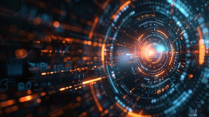 Fototapeta premium A computer generated image of a glowing orange circle with a blue center