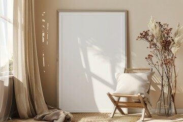 Poster Mockup in Minimalist Scandinavian Interior created with Generative AI