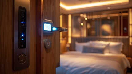 Smart Hospitality: Hotel Room Entrance with Smart Door Lock and Integrated Technology