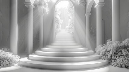 Clean and contemporary sport podium scene with a monochromatic theme