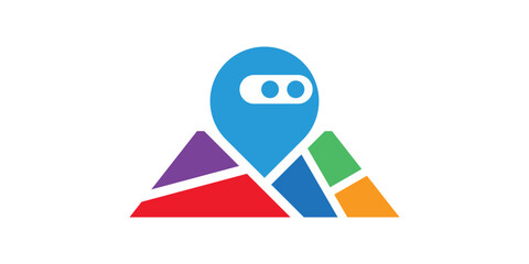 logo design combination of robot and map, location, pin, marker, technology, logo design icon, symbol, vector, creative idea.