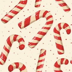 illustrated pattern of candy canes on a flat background
