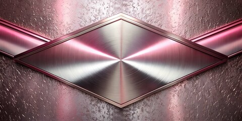 Metal shapes and textures. Digital art, abstract 3D objects: Metallic Rhomboid Panel on a Pink...