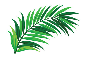 Green palm leaves realistic corner, flat vector illustration