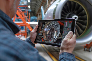 Engineer checks aircraft engine readiness system.
