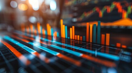 Abstract image of stock market graph with blurred background.