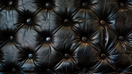 Fototapeta premium black leather texture and button pattern, luxury furniture surface. Wall Art Design for Home Decor, 4K Wallpaper and Background for desktop, laptop, Computer, Tablet, Mobile Cell Phone, Smartphone