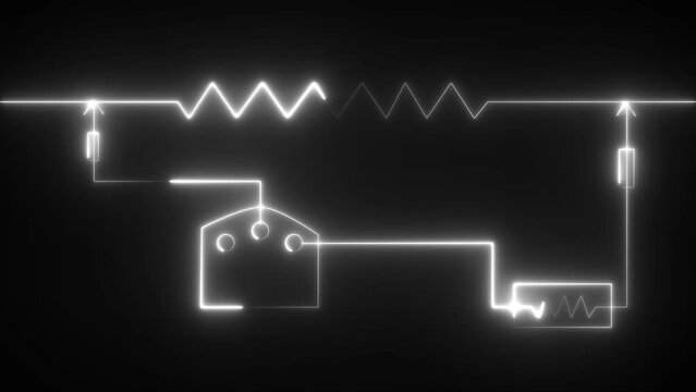 Icon of an ammeter line. Electric circuit, switch, socket, voltage meter, high voltage, wires, electricity. Vector symbol with a colorful, line style.