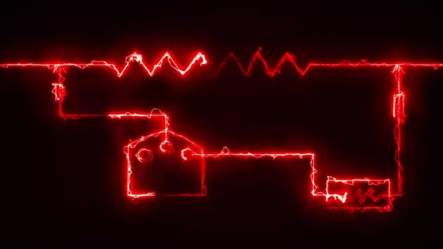 Icon of an ammeter line. Electric circuit, switch, socket, voltage meter, high voltage, wires, electricity. Vector symbol with a colorful, line style.