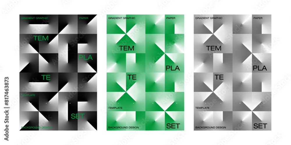 Poster gradient poster design background graphics black green gray abstract 3d circle square gradation simp