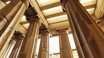 Fototapeta premium An abstract interpretation of the Parthenon's iconic columns, super realistic