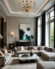 Luxurious living room interior design 