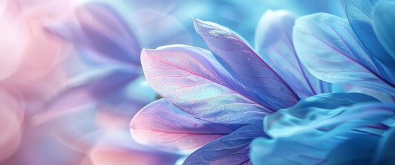 Serene Floral Beauty: Extreme Close-Up of Delicate Flower Petals in Soft Lavender and Muted Aqua Blues