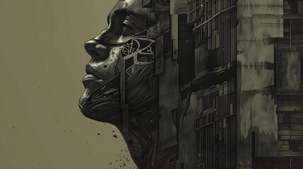 Fototapeta premium Brooding Architectural Sculpture Dominates Cityscape