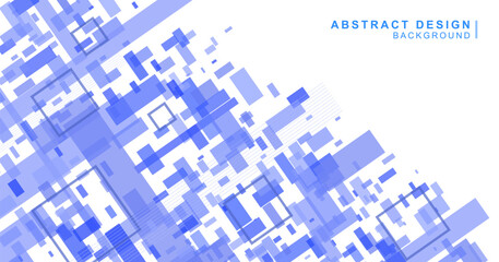 様々な四角と線で組み合わせた幾何学的な青色の背景素材