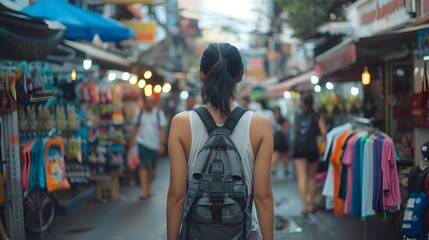 Young Asian traveling backpacker