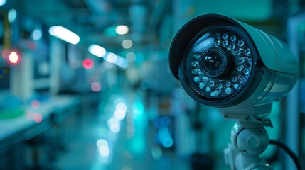 Security footage of a latenight bribe involving hightech prototypes in a lab, eerie and underhanded