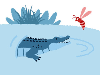 Crocodile versus Wasp