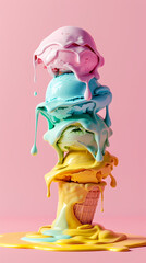 Colorful ice cream stacked together