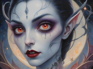 Vampire Horror Lady Couple Portrait Art