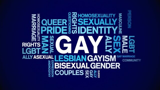 Gay animated word cloud;text design animation tag kinetic typography seamless loop.
