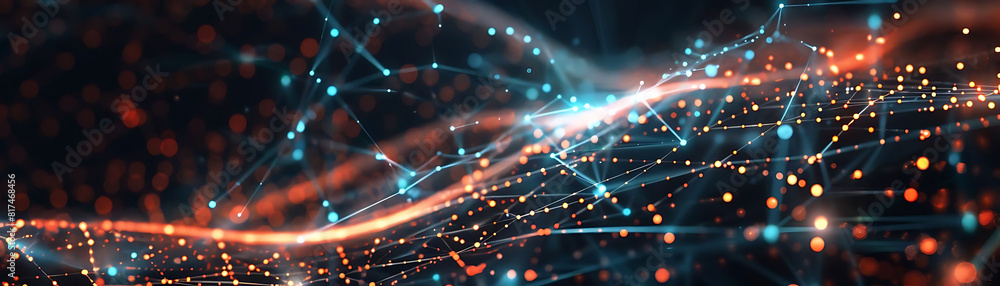Poster abstract digital internet background with global network connections and data flow
