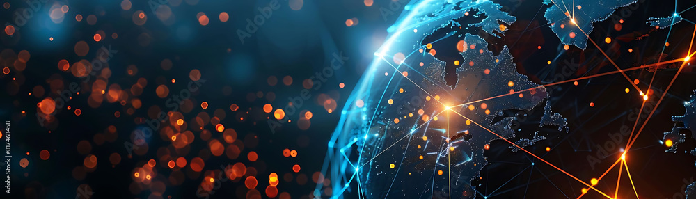 Poster abstract digital internet background with global network connections and data flow