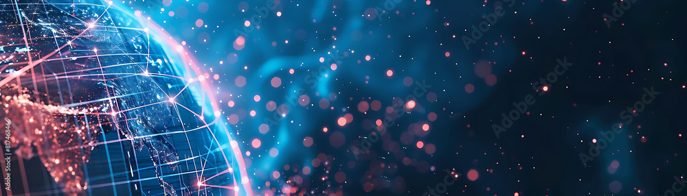 Poster abstract digital internet background with global network connections and data flow