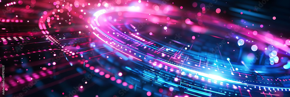 Poster abstract futuristic technology background with geometric patterns and glowing lights