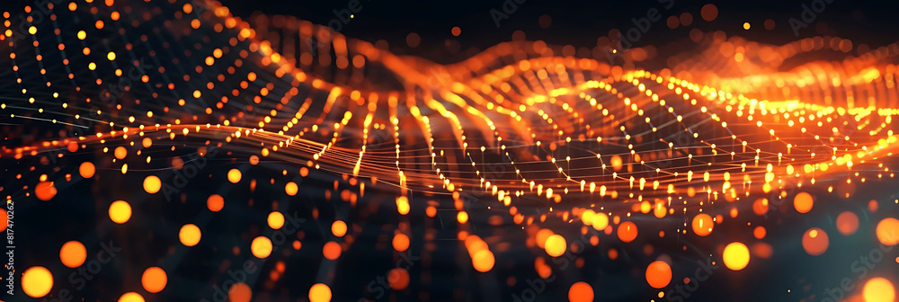 Poster abstract futuristic technology background with glowing grids in the dark