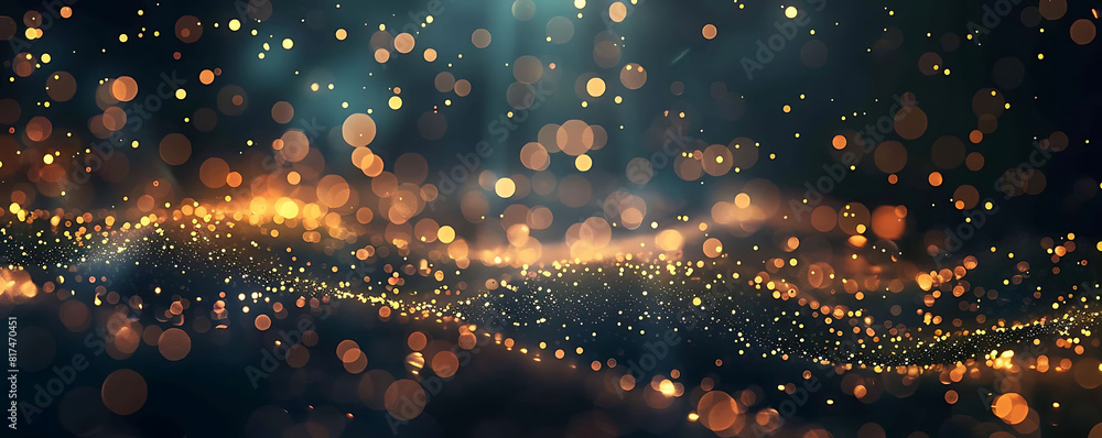 Poster abstract futuristic technology background with glowing particles and bokeh