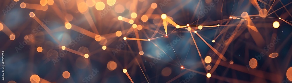 Poster abstract network connections with blurred background featuring an orange clock