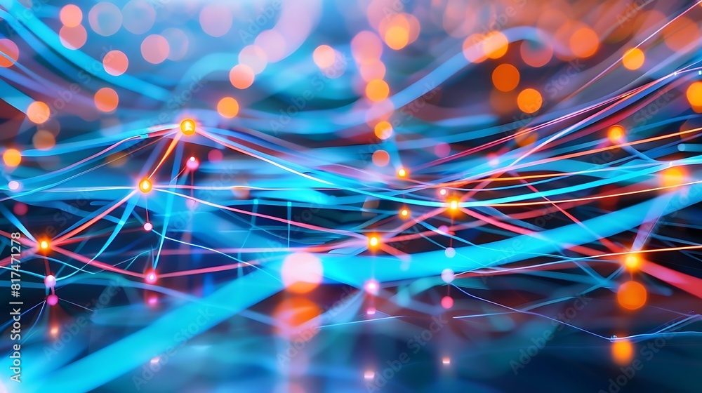 Poster abstract network connections with data transfer lines in the background