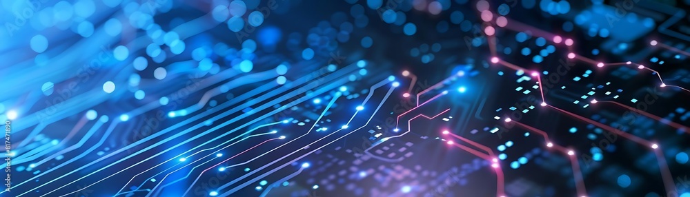 Poster abstract technology background with digital circuit and data flow