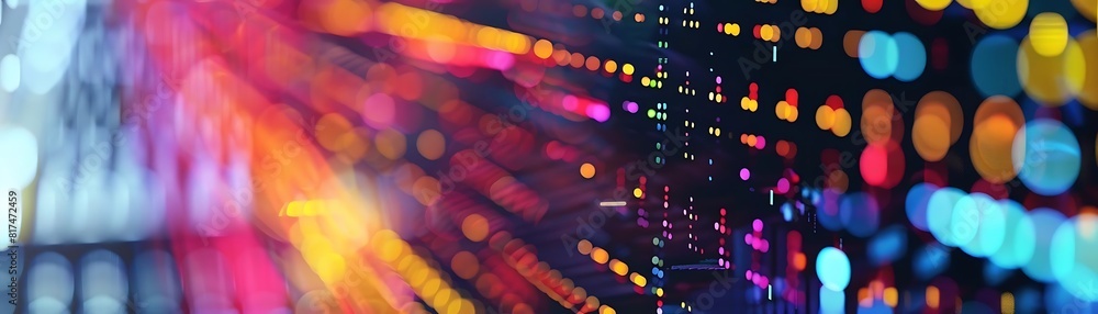Poster close - up of computer screen with colorful data visualization