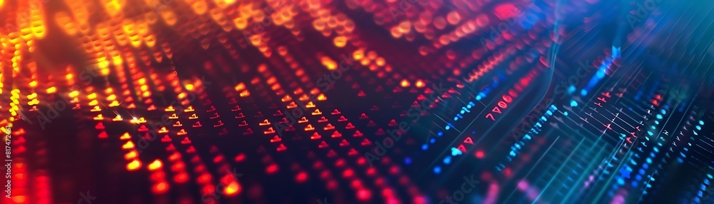 Poster close - up of computer screen with colorful data visualization